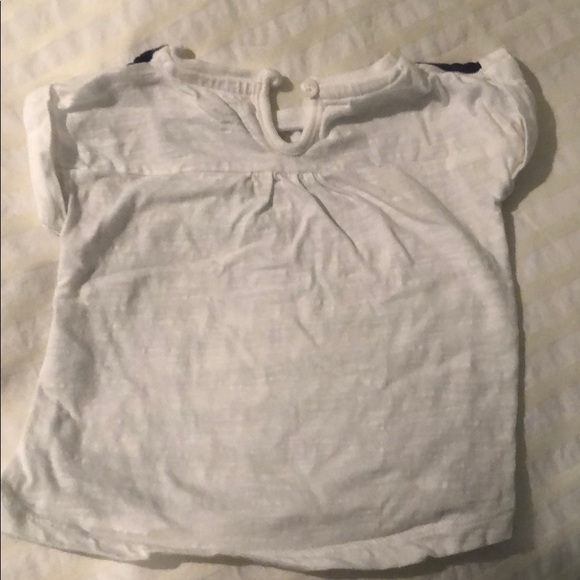 Baby Girl White Top with Navy Blue Stripes - Picture 2 of 4